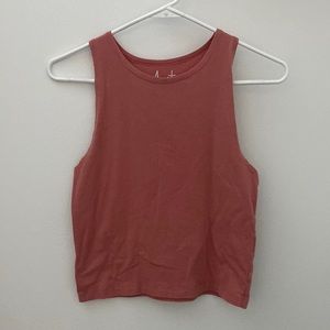 coral, high neck tank top